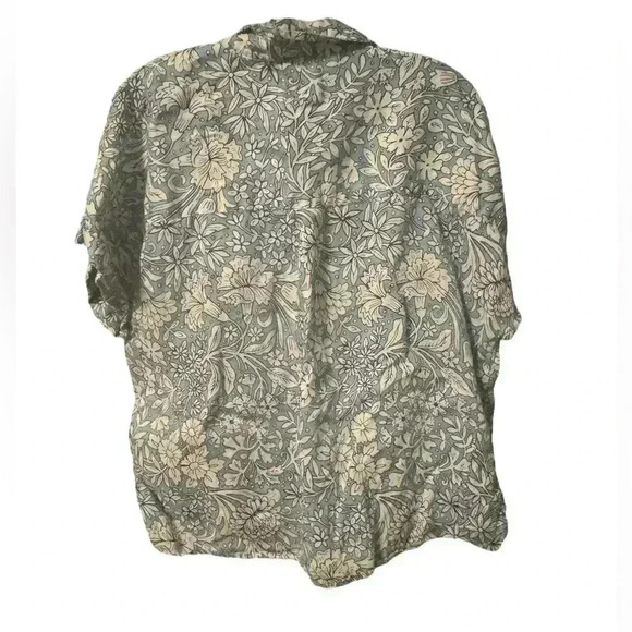 Rachel Ashwell The Prairie 100% Linen Blue and White Floral short sleeve boxy - Picture 2 of 4